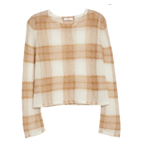 Plaid Alpaca & Mohair Blend Sweater -VINCE